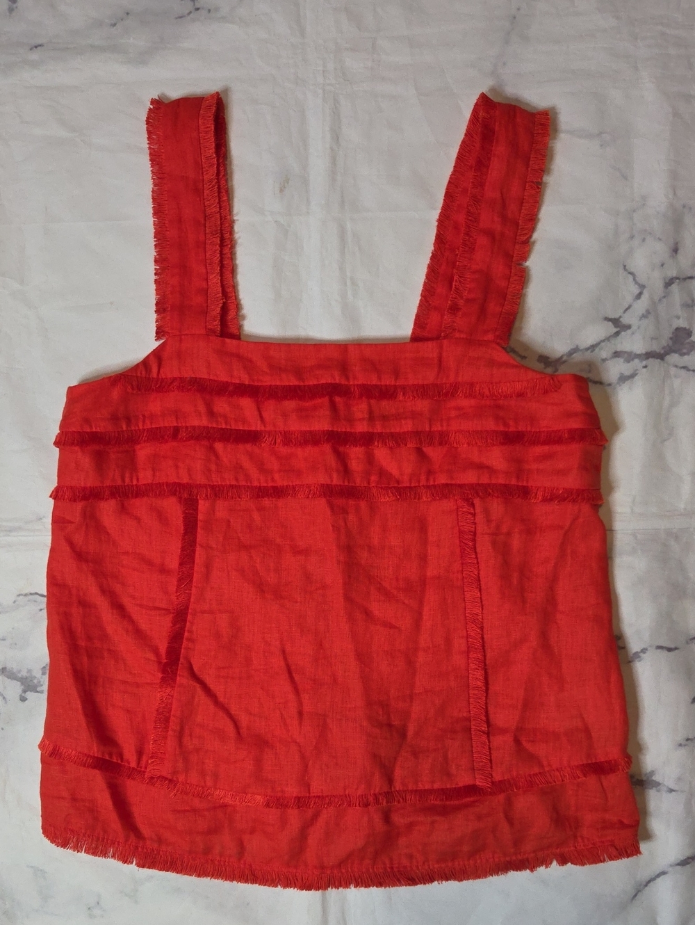 J. Crew Orange Linen Fringe Tank Top